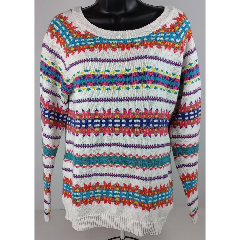 Old Navy 2012 Women's M Colorful Striped Long Sleeve Pullover Knit Sweater